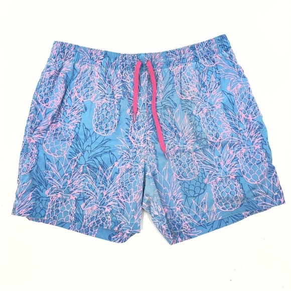 Chubbies Mens Swim Trunks Shorts Size XL Blue Pink Pineapple 5.5 Inch Inseam - Picture 1 of 9
